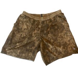 VSTR Brown Tan Grunge Tie Dye Athletic Brief Running Shorts Men’s Sz Large